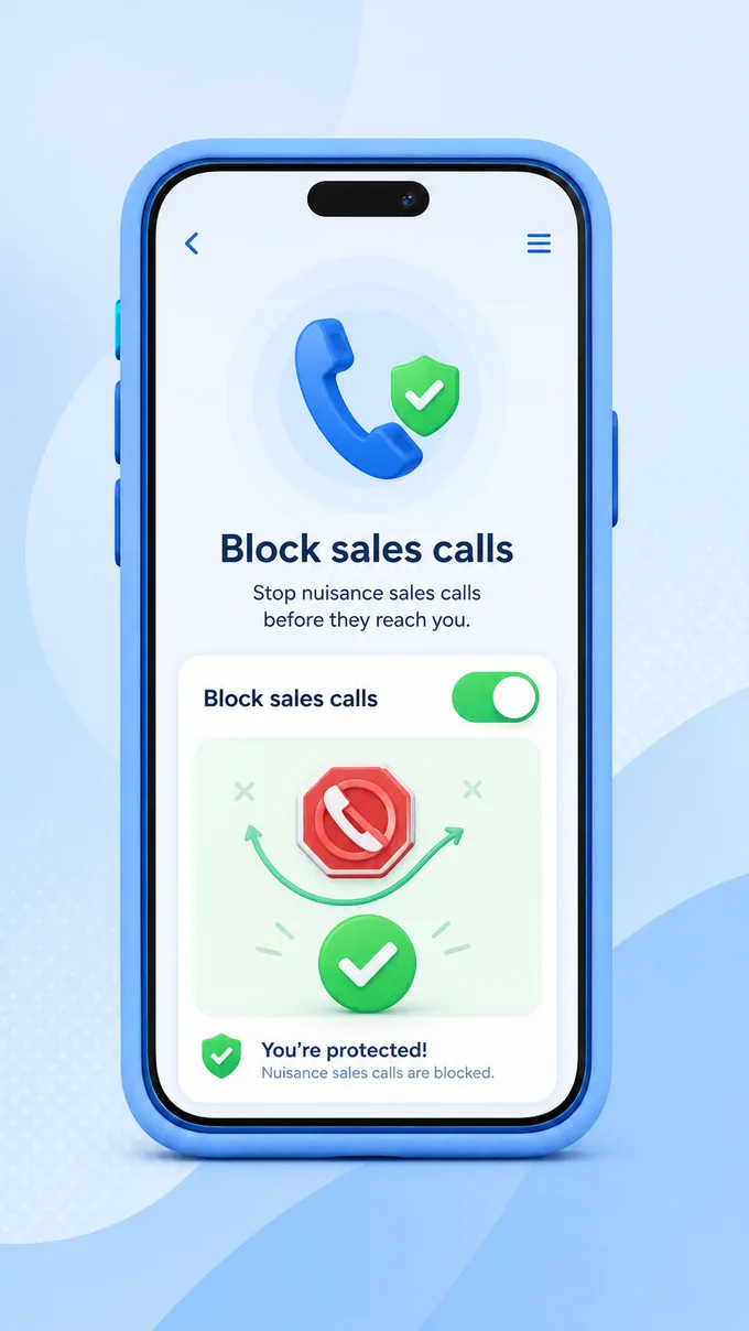 Block sales calls screen